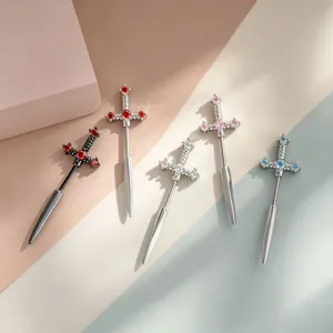 Roestvrij Staal Titaniumlegering Zwaard Kruis Kraakbeenoorknopjes Micro Ingelegde Zirconia Schroefsluiting Piercing Sieraden Voor Heren Vrouwen