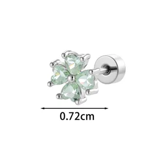 Mintgrüner Herz-Zirkon-Blumenstecker für Knorpelpiercing in der Größe 0,72 cm