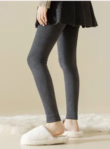 Thickened ribbed extra long leg warmers winter thermal knee high socks detail view.