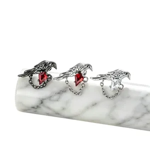 Niche design bird earrings with rhombus zircon and chain detail in three colors