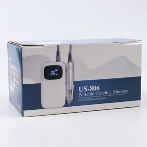 Tragbares Elektrisches Nagelbohrer-Set Wiederaufladbar Professionelles Maniküre-Werkzeug Mit LED-Digitalanzeige US-806 Nagelschleifer Für Acrylnägel