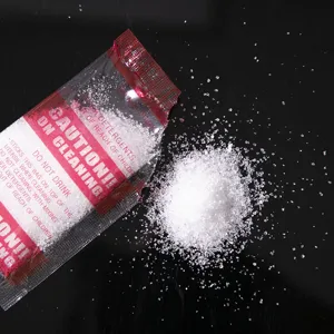 Macro shot of food-grade descaling powder for tea stain removal on black background