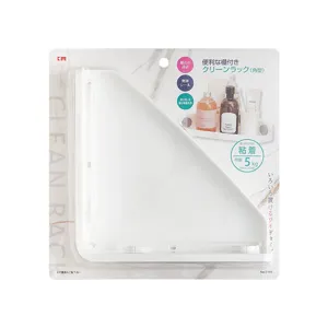 Wall-mounted triangular bathroom corner shelf with no-drill adhesive design