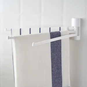 Modern Weiß Wandmontiert Drehbar Handtuchhalter Ohne Bohren Kleber Platzsparend Geschirrtuchhalter Aufbewahrungsständer Für Bad Küche