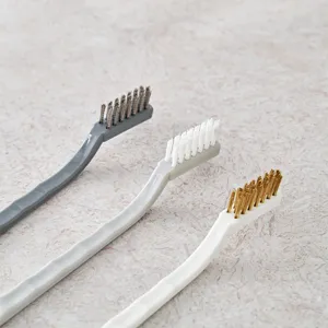 Lot de 3 brosses de nettoyage pour cuisinière à gaz avec poils en acier, nylon et laiton