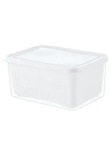 Double-layer plastic drain basket with lid for kitchen vegetable and fruit storage