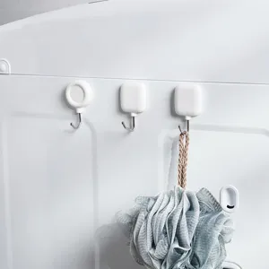 Set di tre robusti ganci magnetici bianchi per frigorifero, organizer senza fori.