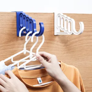 Gancio Sopra la Porta a 5 Anelli a Forma di Onda Organizer per Appendini in Plastica Resistente per Vestiti Borse Asciugamani Camera da Letto Bagno Casa