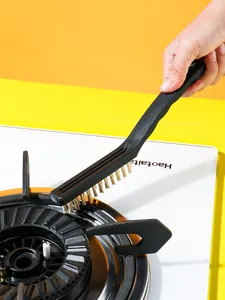 3Pcs Gas Stove Cleaning Brush Set Steel Copper Nylon Wire Brushes For Kitchen Stovetop Range Hood Deep Cleaning Long Handle Tools