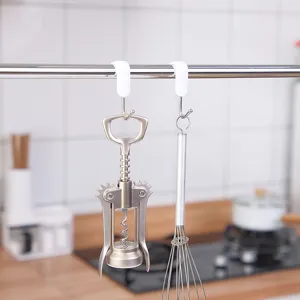 Japanisch Minimalistisch Drehbare S Haken Weiß ABS Kunststoff Metall Küche Hängehaken Für Badezimmer Schrank Organizer