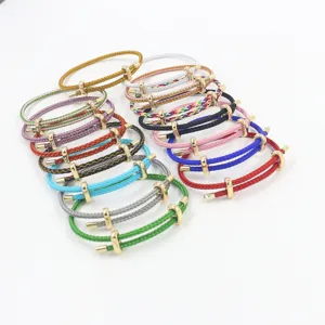 Pulseras de cordón trenzado ajustables en varios colores con hebillas doradas de moda