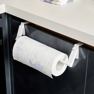 Portarotolo da Cucina in Stile Giapponese ABS Bianco Senza Fori Rastrelliera a Sospensione per Ante per Pellicola e Asciugamani
