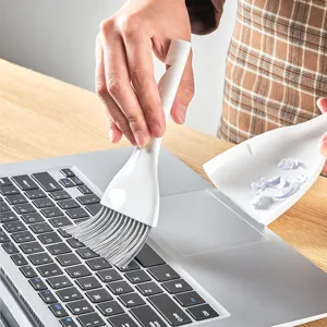 Mini Desktop Reinigingsset Wit Kleine Bezem En Stofblik Combo PP Plastic Toetsenbord Stofveger Voor Thuis Kantoor Huishoudelijk Handreinigingsgereedschap