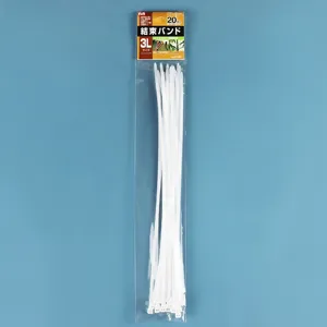 Self-locking white nylon cable ties in 20-piece pack for secure wire management