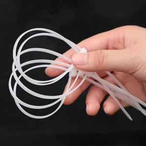 Heavy duty self-locking white nylon cable ties for wire management and bundling