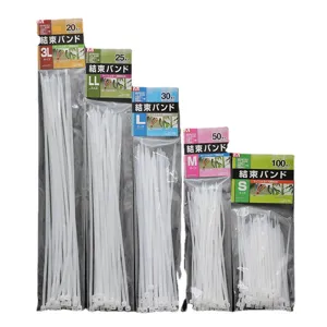 Self-locking nylon cable ties set in five assorted sizes for secure wire management