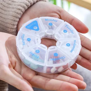 Pilulier hebdomadaire portable de 7 jours avec compartiments circulaires