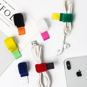 Attaches de Câbles en Nylon Réutilisables Auto-adhésives Multicolores Sangles de Gestion pour Organisateur Maison Bureau