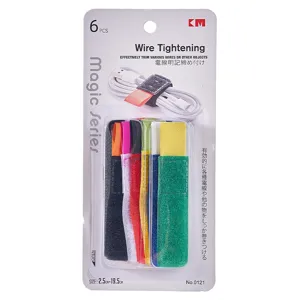 Lot de 6 serre-câbles colorés en nylon auto-agrippant pour organiser efficacement les fils.