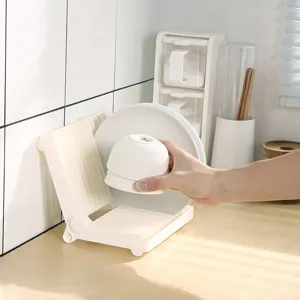 Égouttoir à vaisselle pliable blanc de style japonais pour l'organisation de la cuisine