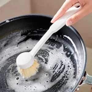 Japanse Vaatborstel Met Lang Handvat Pottenwasser Keukenreinigingsborstel Met Nylon Borstelharen Ophanggat Duurzame Schrobborstel