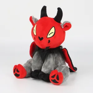 Gothisches Jersey Devil Plüschtier mit rotem Kopf und grauem Körper für Halloween Deko