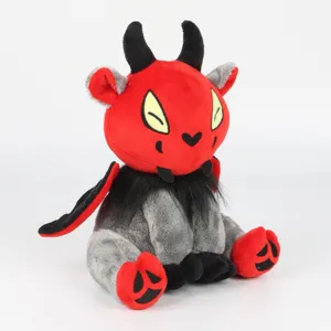 Detailansicht des Goth Cryptid Jersey Devil Plüschtiers mit rotem Kopf und grauem Körper