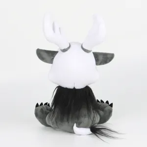 Vue arrière peluche créature cryptide Mothman gothique noir et blanc doux