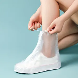Unisex Wasserdichte Wiederverwendbare Überschuhe Rutschfeste Regenschuhüberzüge Mit Reißverschluss Und Verstellbarem Kordelzug PVC Transparent Überschuhe