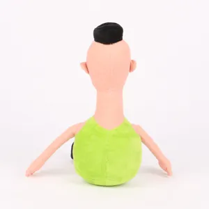 Vista posteriore dettagliata del peluche astratto Hamood Habibi meme verde