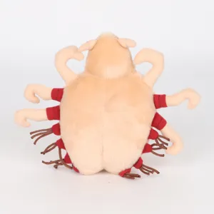 Vue détaillée d'une peluche de morpion beige et rouge pour les farces amusantes