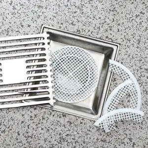 Bodenablaufsieb-Set aus Edelstahl für das Badezimmer mit zuschneidbaren Haarfiltern