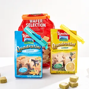 Drei farbenfrohe japanische Lebensmittel-Verschlussclips für Snack- und Kaffeebeutel.