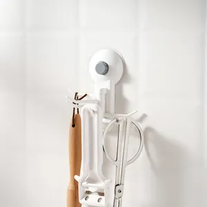 Japanischer Minimalist Vakuum-Saugnapf Wandhaken ABS Drehbarer 6-Arm Schwenkhaken Für Küche Badezimmer Wandhaken Ohne Bohren