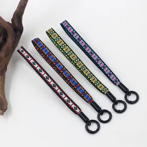 Etnisch Geometrisch Geweven Sleutelkoord Polyester Lint Polsband Multifunctionele Telefoonring Houder Koord