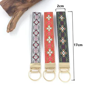 Vue détaillée du porte-clés dragonne en jacquard ethnique de 2cm de large et 17cm