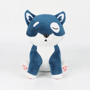 Peluche Cartoon Shiba Inu Chien Animal en Peluche Doux Coussin pour Enfants Cadeau d'Anniversaire Maison Décoration de Chambre Bleu Blanc