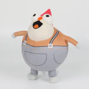 Peluche du personnage Willem de Gnome Show avec une salopette grise et un bonnet rouge