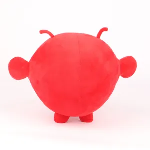 Vista posteriore di un peluche a forma di aragosta OpenClaw rosso tondo con antenne