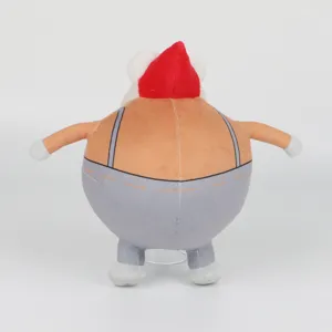 Vue arrière du gnome en peluche Willem de Gnome Show avec bonnet rouge et salopette grise