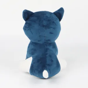 Vue arrière d'une peluche de chien Lofi bleu et blanc, cadeau idéal pour les enfants
