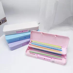 Minimalist Double Layer Plastic Pencil Case Plastic Stationery Storage Box With Password Lock Student Pencil Case For School