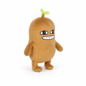 Lustiger Potato Boy Cartoon Plüschtier mit grünem Spross und Grinsen, kreatives Geschenk