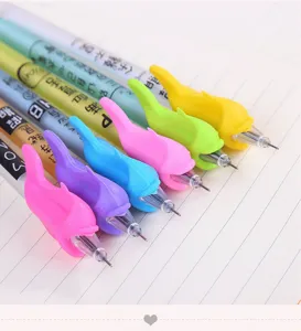 Cute colorful dolphin silicone pen grip corrector set for kids writing training