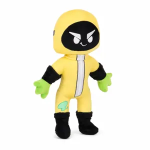 Peluche Doom Sweepers avec combinaison de protection jaune et gants verts.