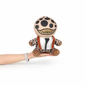Vue rapprochée de la peluche Demonology Biter montrant ses détails et sa taille réelle