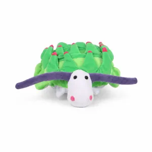 Adorable peluche de limace de mer verte et blanche avec de tendres cornes violettes