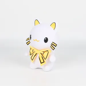 Peluche de chat blanc mignon avec nœud papillon jaune pour décoration