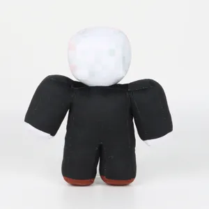 Vue arrière d'une peluche Taxduo en costume noir avec des mains et des pieds blancs