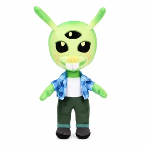 Gros plan détaillé de la peluche extraterrestre verte Nebulor de Run Monster Run